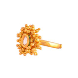 Veerangana Gold Plated Oval Cut Kundan Ring