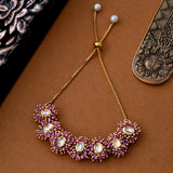 Veerangana Pink Pearls and Kundan Studded Bracelet