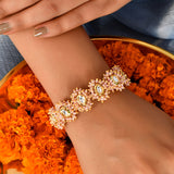 Veerangana Blush Pink Pearls and Kundan Gems Bracelet