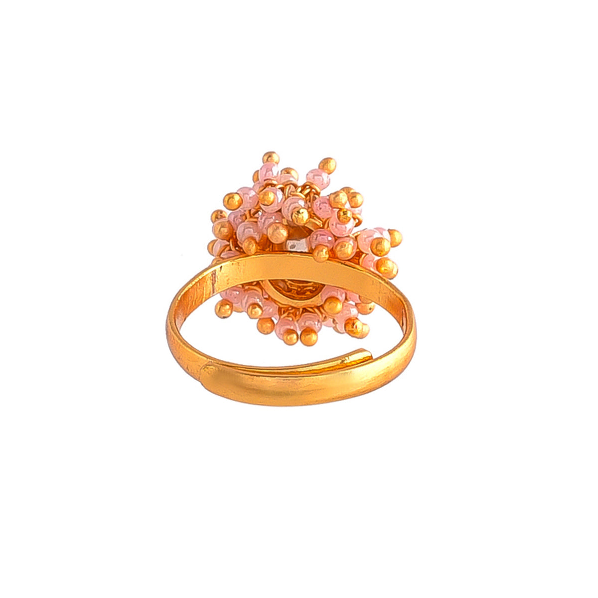 Veerangana Pink Pearls and Kundan Studded Ring