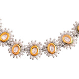 Veerangana White Pearls and Oval Cut Kundan Bracelet