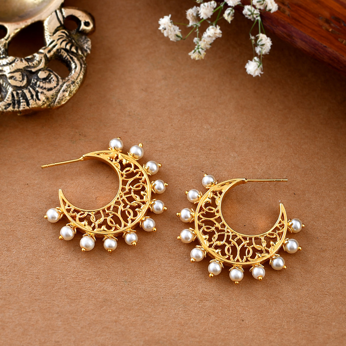 Nazakat Haseen Pearl Studded Hoop – VOYLLA - Main Image