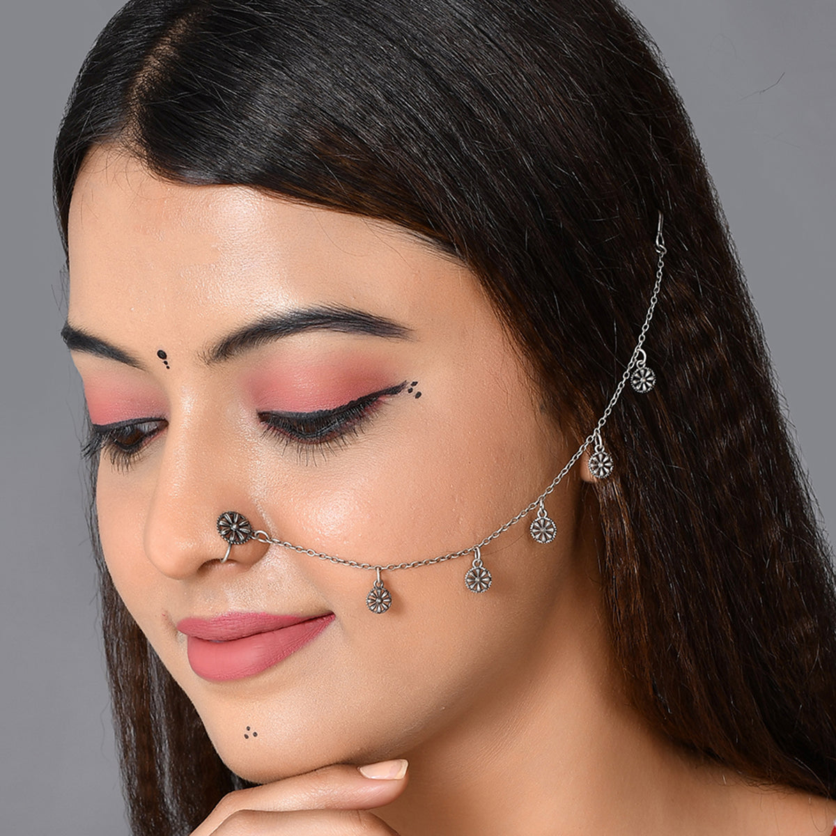 Oxidised Nose Colourful Nose Pin Nrityotsava Ishana Nose Ring With