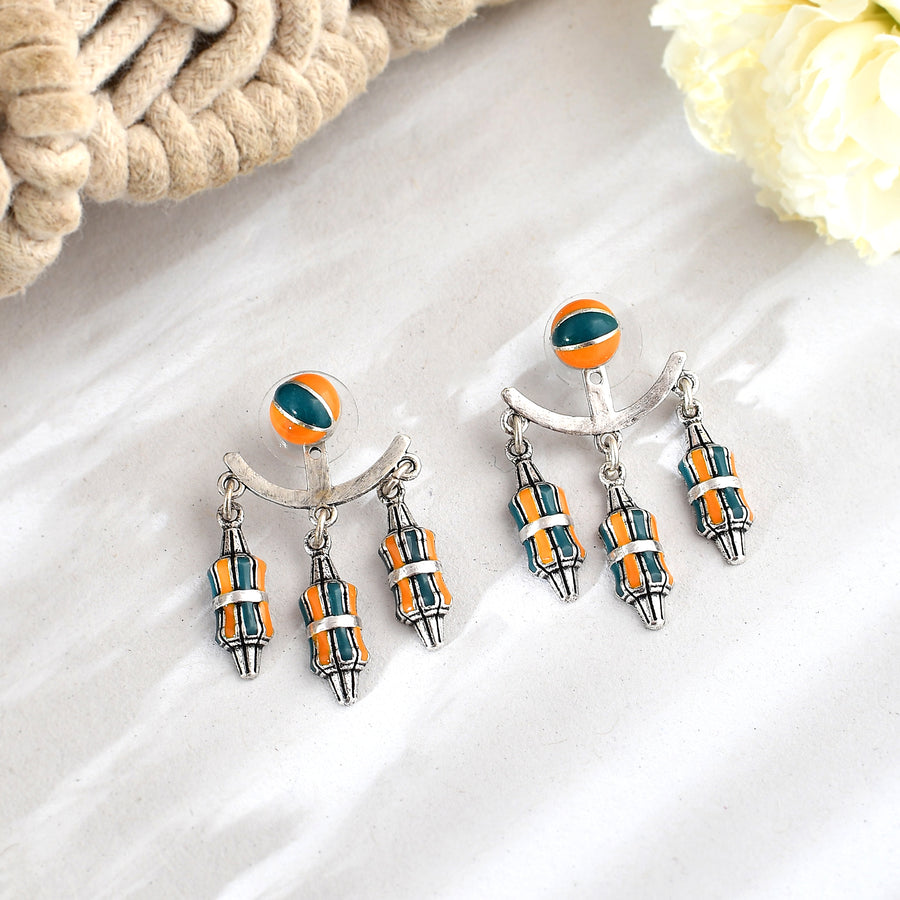 Zulu Anuli Enameled Ear Jacket Earrings