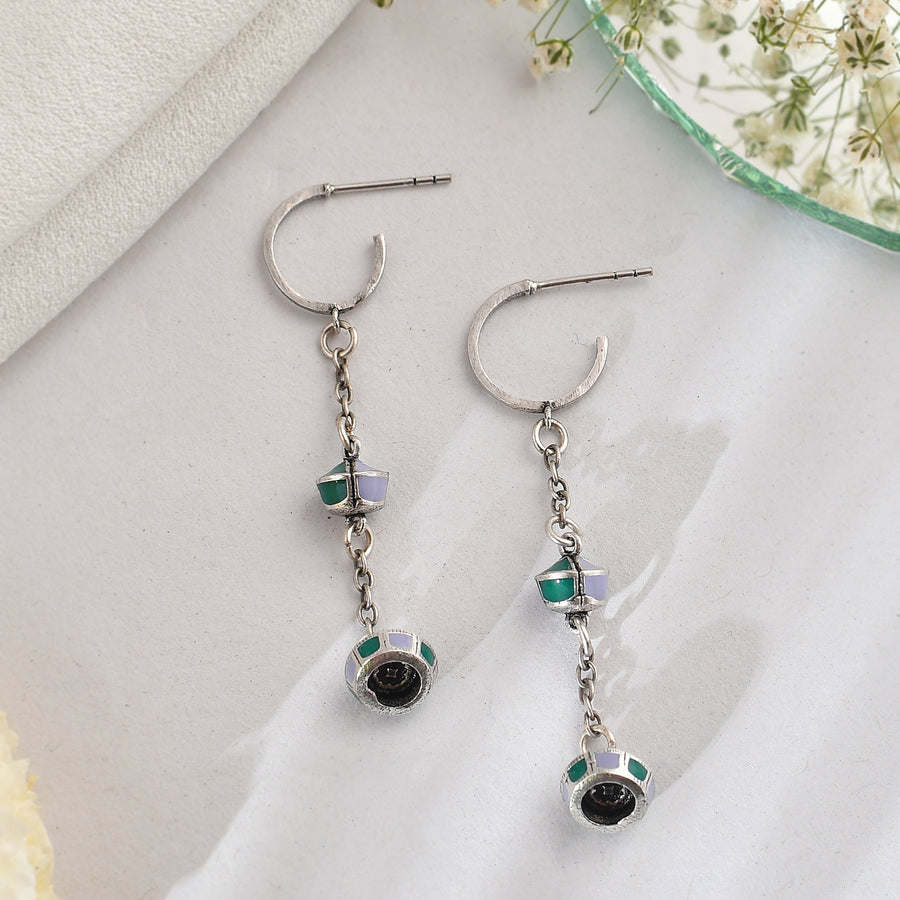 Zulu Zola Enameled Dangle Hoop