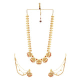 Apsara Bridal Red Enamelled with Pearl Crescent Moon Jewellery Set