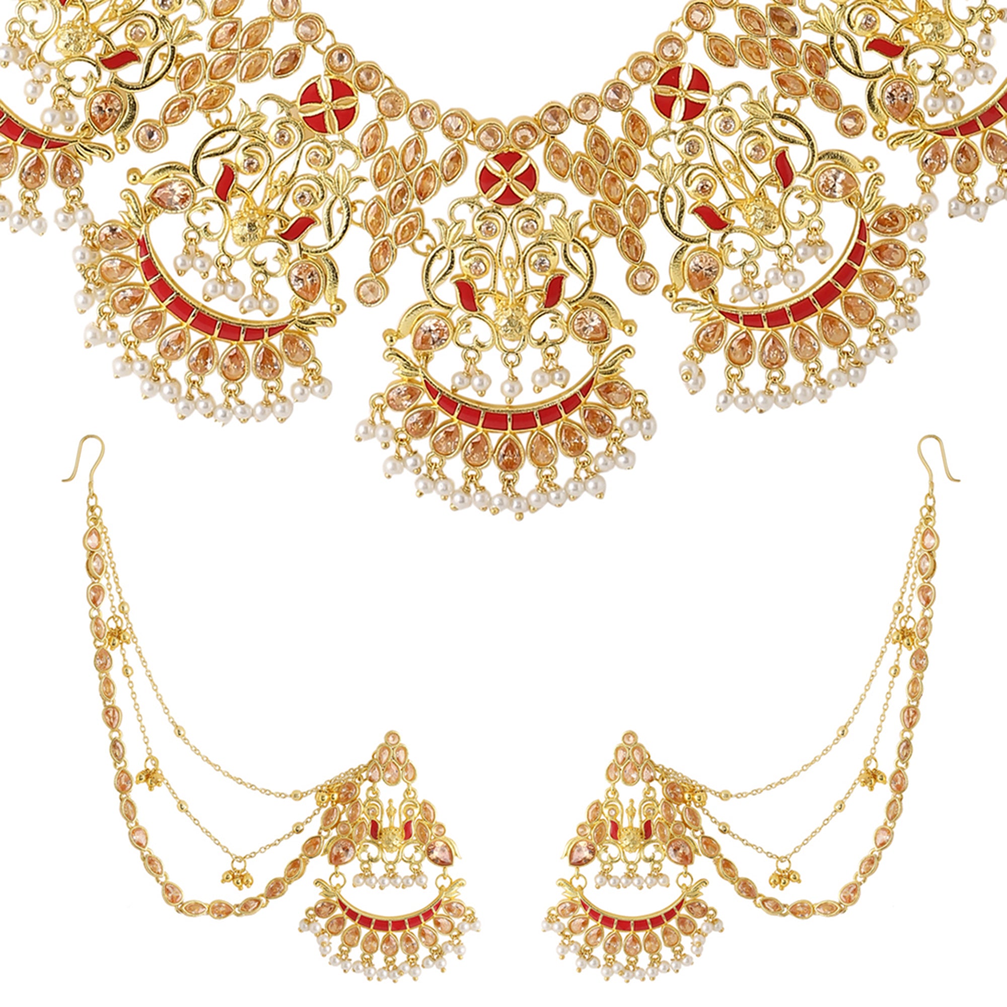 Apsara Ethnic Filigree Design Gold Plated Brass Choker Jewellery Set