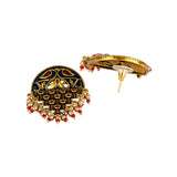 Arabian Nights Antique Oxidized Half Moon Golden Brass Earrings
