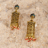 Arabian Nights Antique Golden Brass Jhumka Earrings