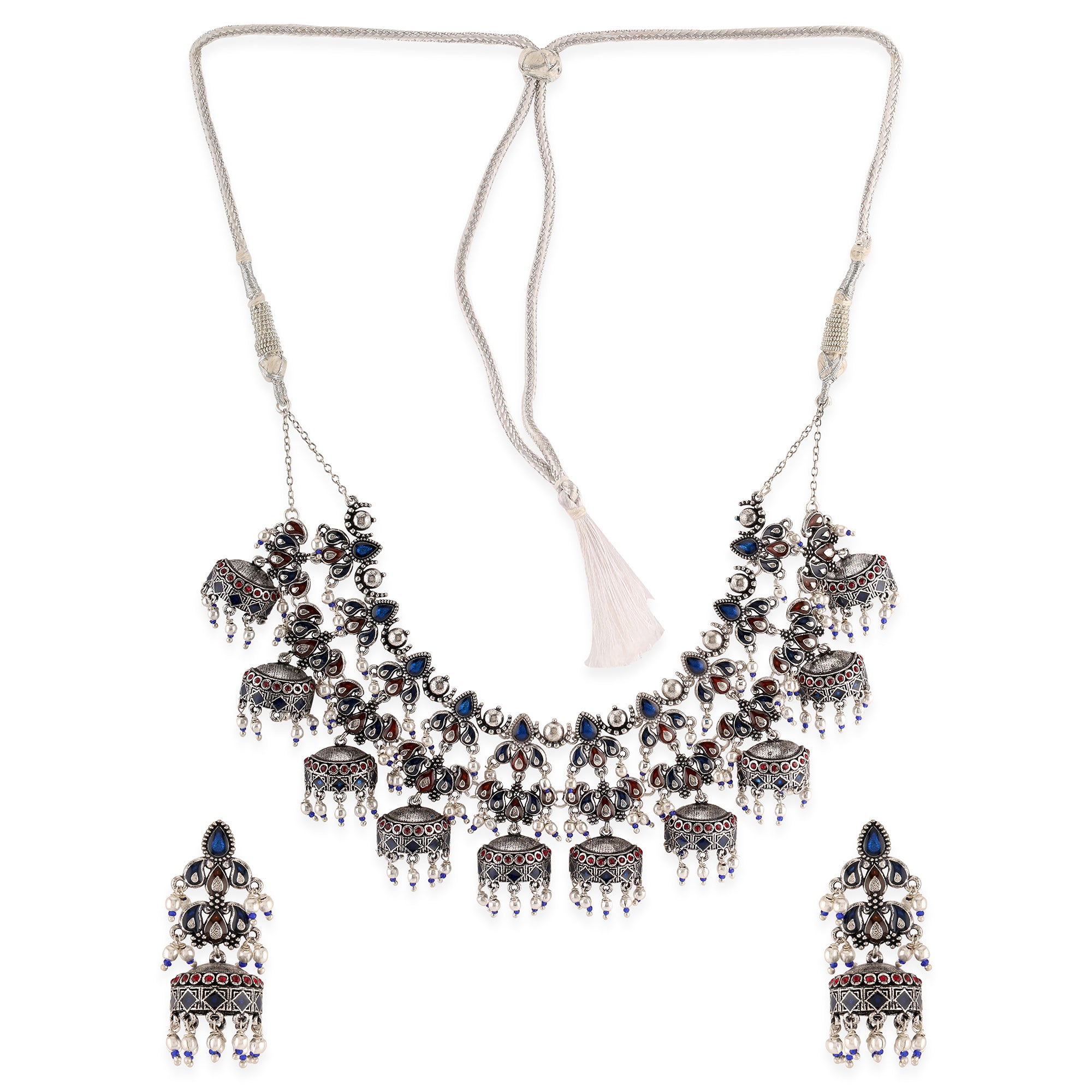 Arabian Nights Antique Silver Round Brass Jewellery Set