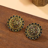 Arabian Nights Antique Golden Brass Stud Earrings