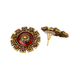 Arabian Nights Antique Golden Brass Stud Earrings