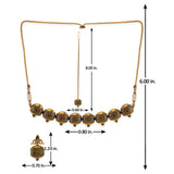 Arabian Nights Oxidised Gold Plated Geometric Pattern Brass Maang Tika Set