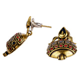 Arabian Nights Antique Lamp Designed Golden Brass Earrings