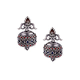 Arabian Nights Antique Lamp Designed Silver Brass Earrings