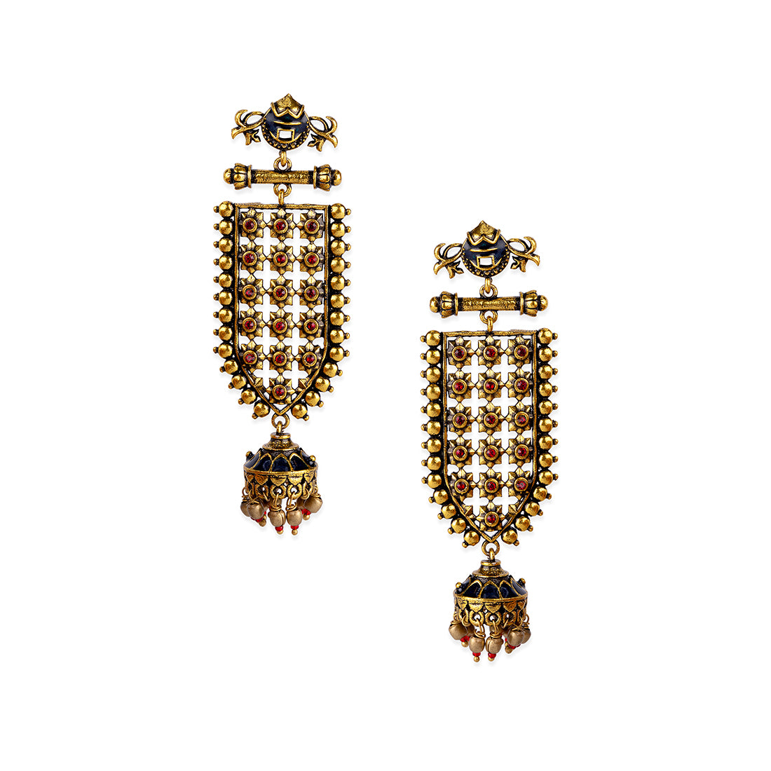 Arabian Nights Antique Traditional Golden Brass Earrings