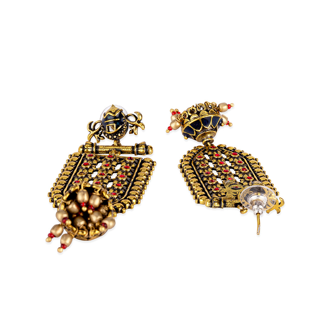 Arabian Nights Antique Traditional Golden Brass Earrings