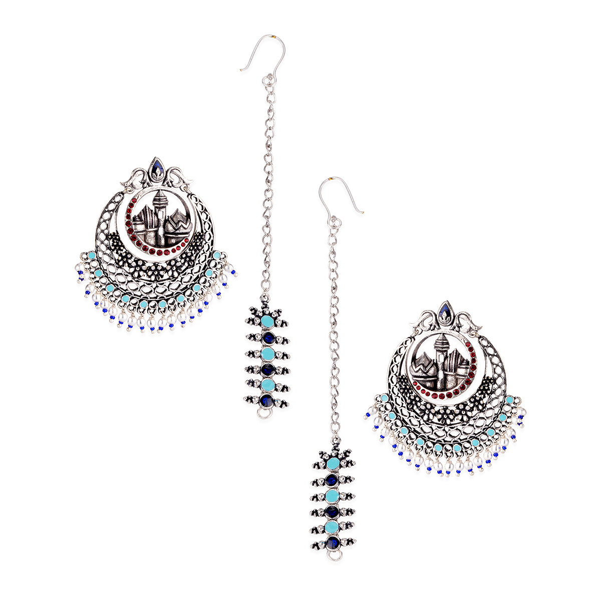 Arabian Nights Crescent Moon Oxidized Necklace Set