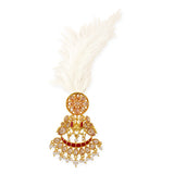 Apsara Groom Red Enamelled with Pearl Golden Kalangi with White Feather