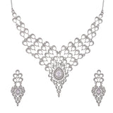 Peacock Regal Silver Necklace Set