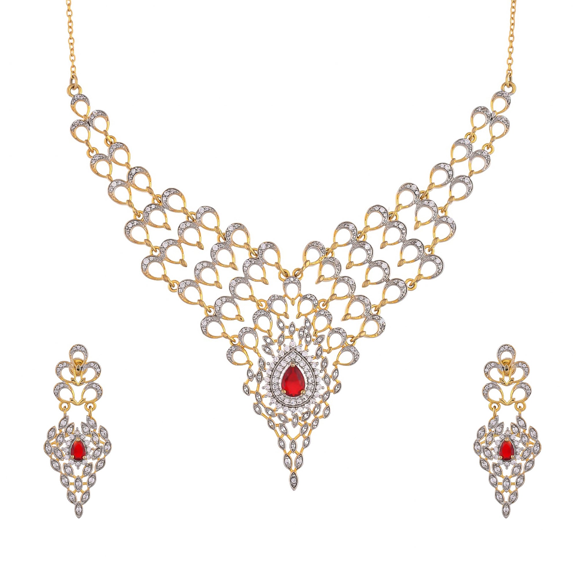 Peacock Royal Gold Necklace Set