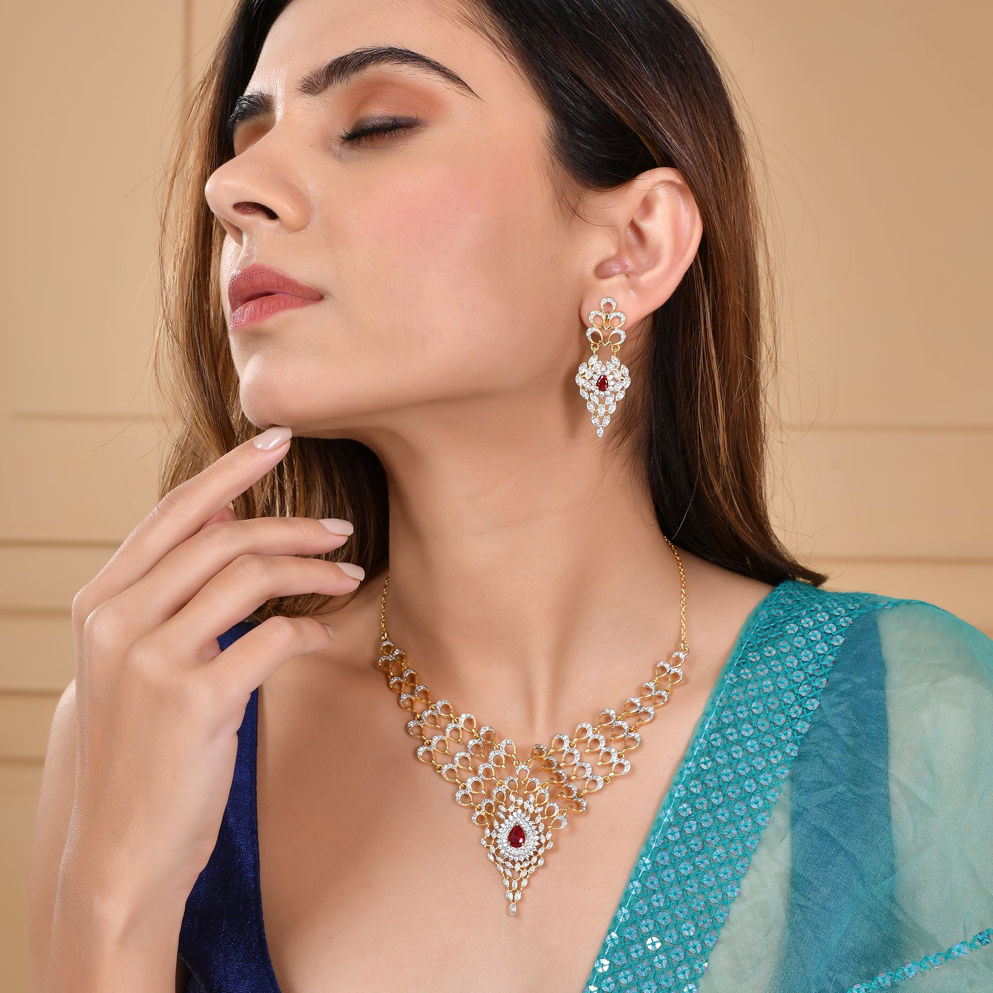 Peacock Royal Gold Necklace Set