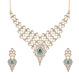 Peacock Emerald Elegance Gold Necklace Set
