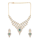 Peacock Emerald Elegance Gold Necklace Set