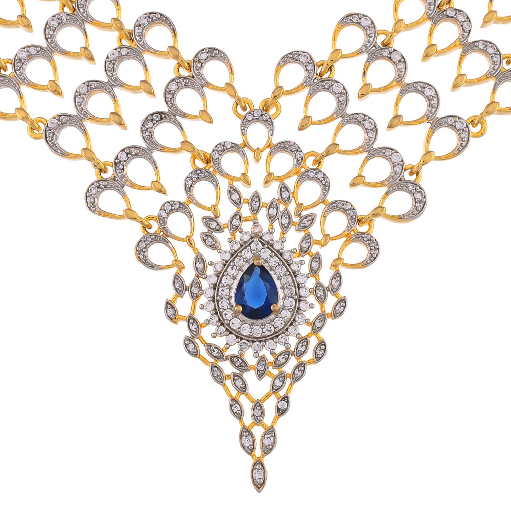 Peacock Sapphire Serenity Gold Necklace Set