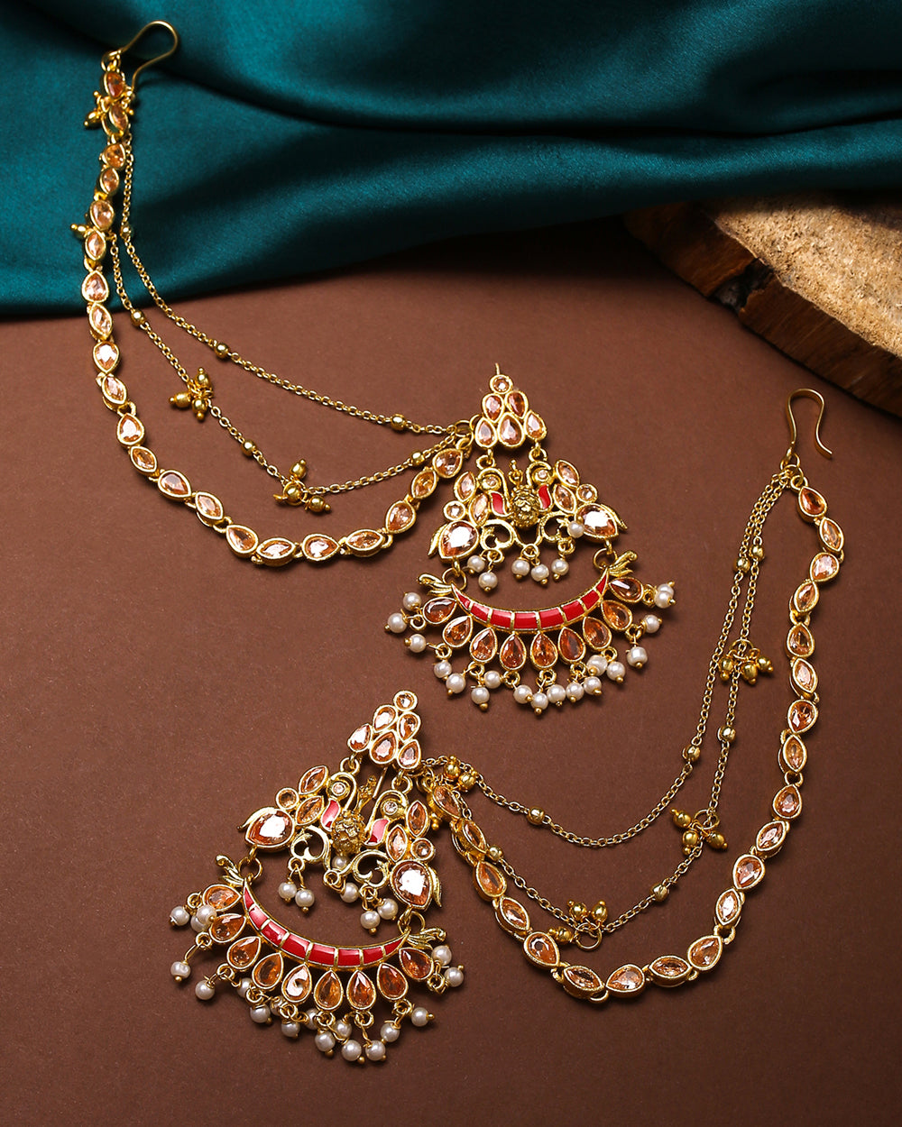 Apsara Heavily Embellished Gold Plated Brass Sahara Earrings