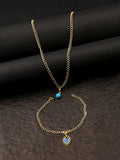 Charms Yellow Gold Trendy Pendant With Chain and Bracelets