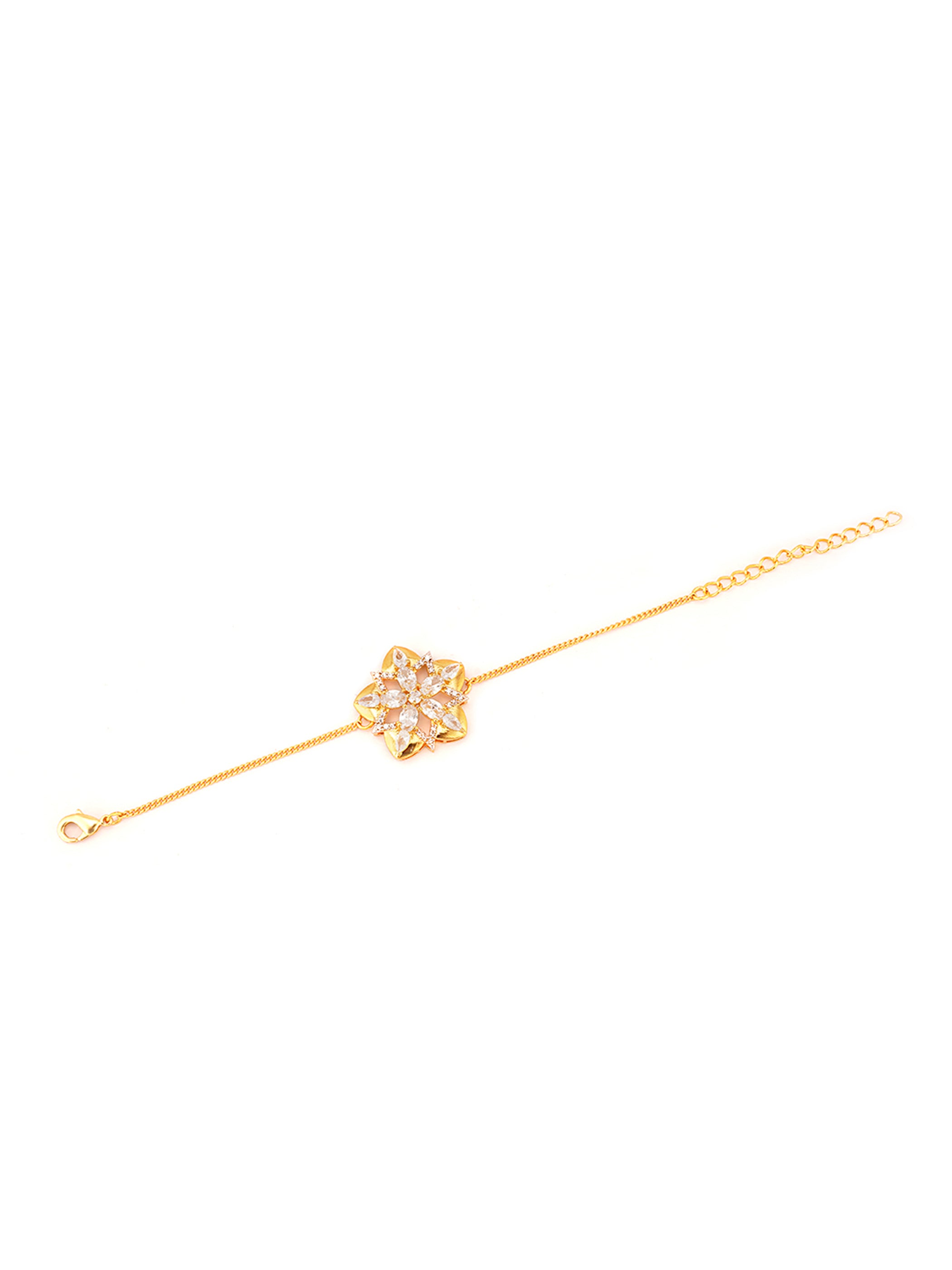 Shimmering Floret CZ Golden Star Shape Mangalsutra Bracelet