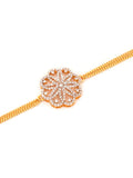 Shimmering Floret CZ Silver Studded Bracelet with Dual Gold Plated Chains
