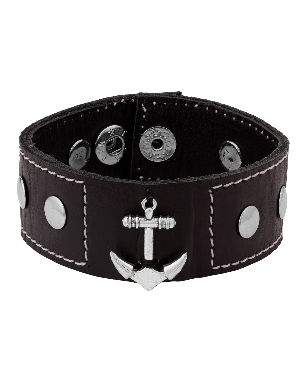 Dare By Voylla Black PU Leather Metallic Stud Studded Bracelet For Men -  Voylla - 3087805