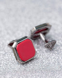 Dashing Red Square Stone Studded Milestone Cufflinks