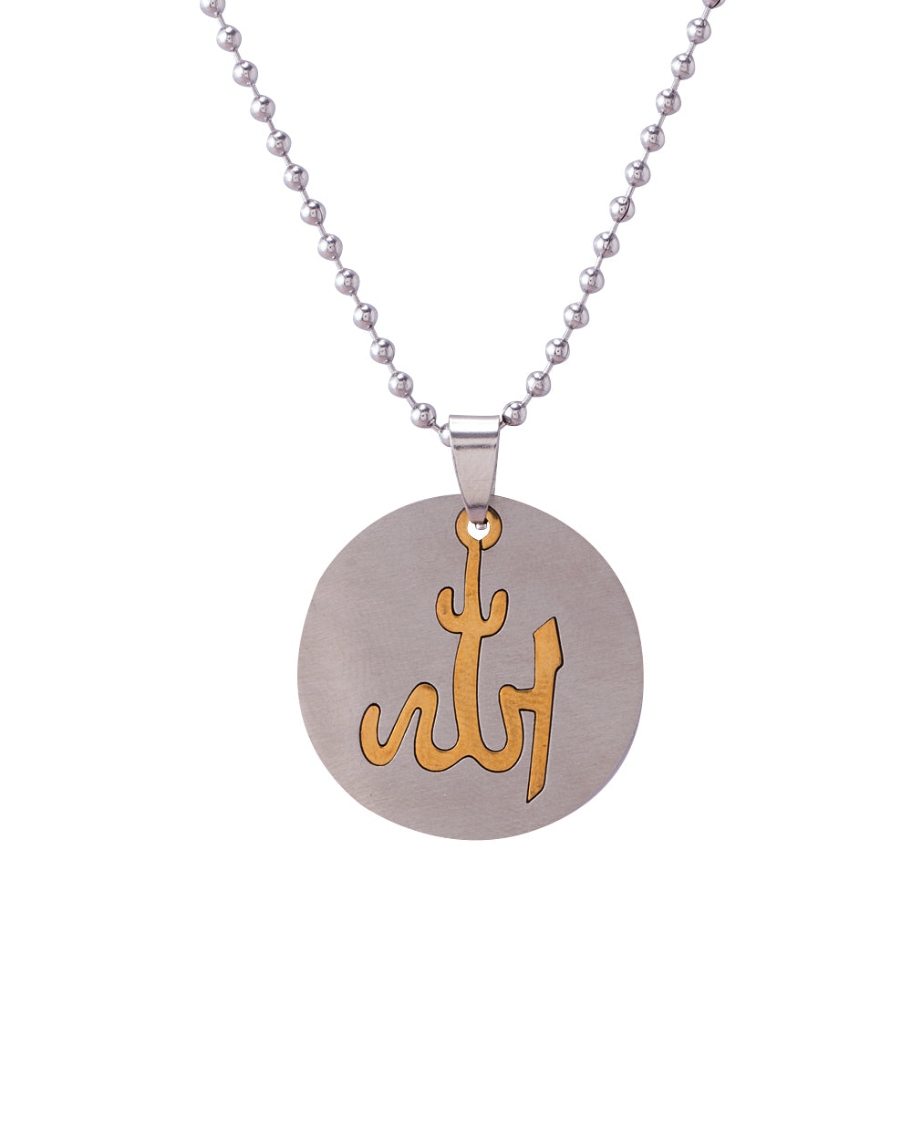 Dual Plated Allah Designer Pendant In Round Base With Chain