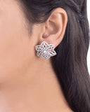 Floral Motif CZ Gems Adorned Earrings