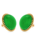 Gold Plated Cocktail Earring Adorn With Green Stones
