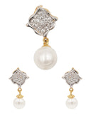 Gold Plated CZ Pearl Pendant Set