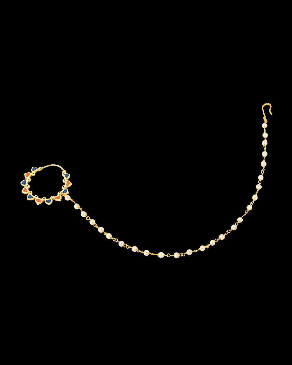 Golden Nose-Pin Rimmed With Pearl Beads