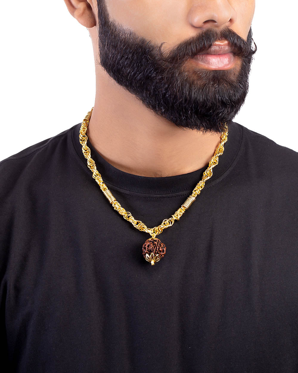 Gold Chain With Rudraksha Designs For Men