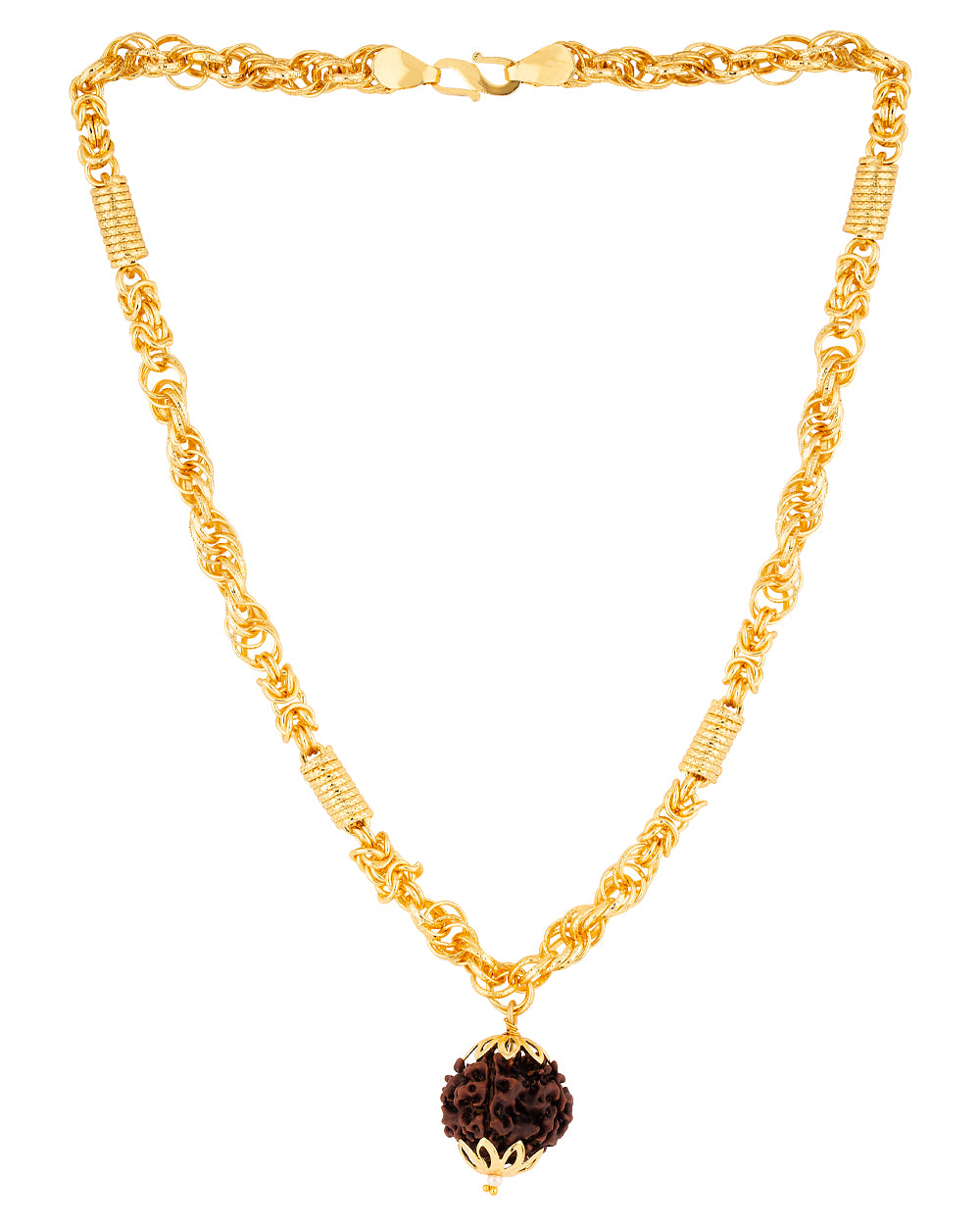 Rudraksha Chain Design In Gold 22K Gold Trishul OM Rudraksha Chain