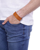 Men's Band Bracelet With Leather Look