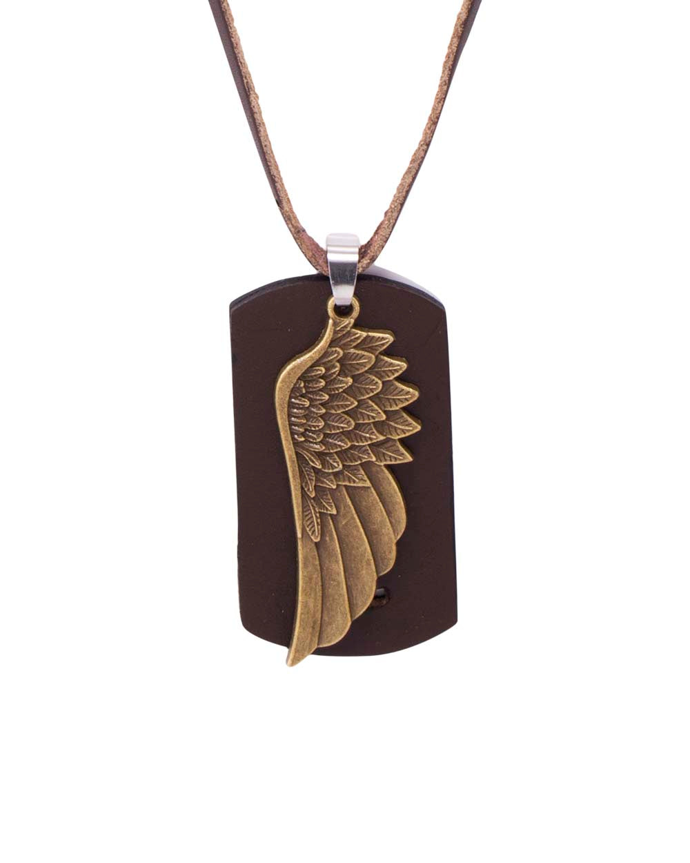 Oxidized Feather Design Pendant With Chain