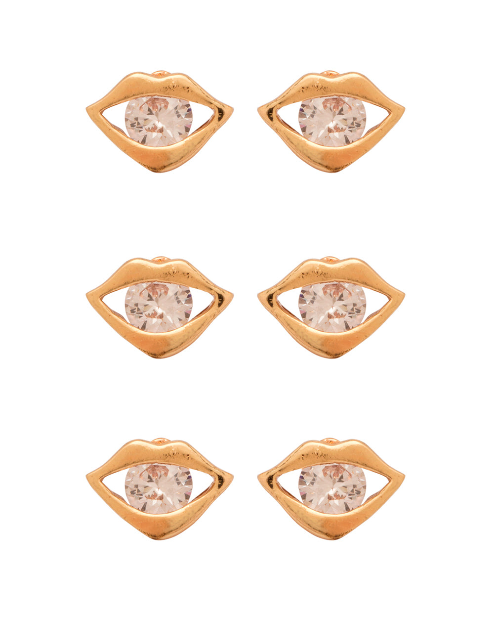 Pack of 3 Stud Earrings In Lips Shape Design