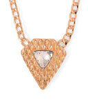 Rose Gold Toned Triangular Motif Pendant With Interlink Chain
