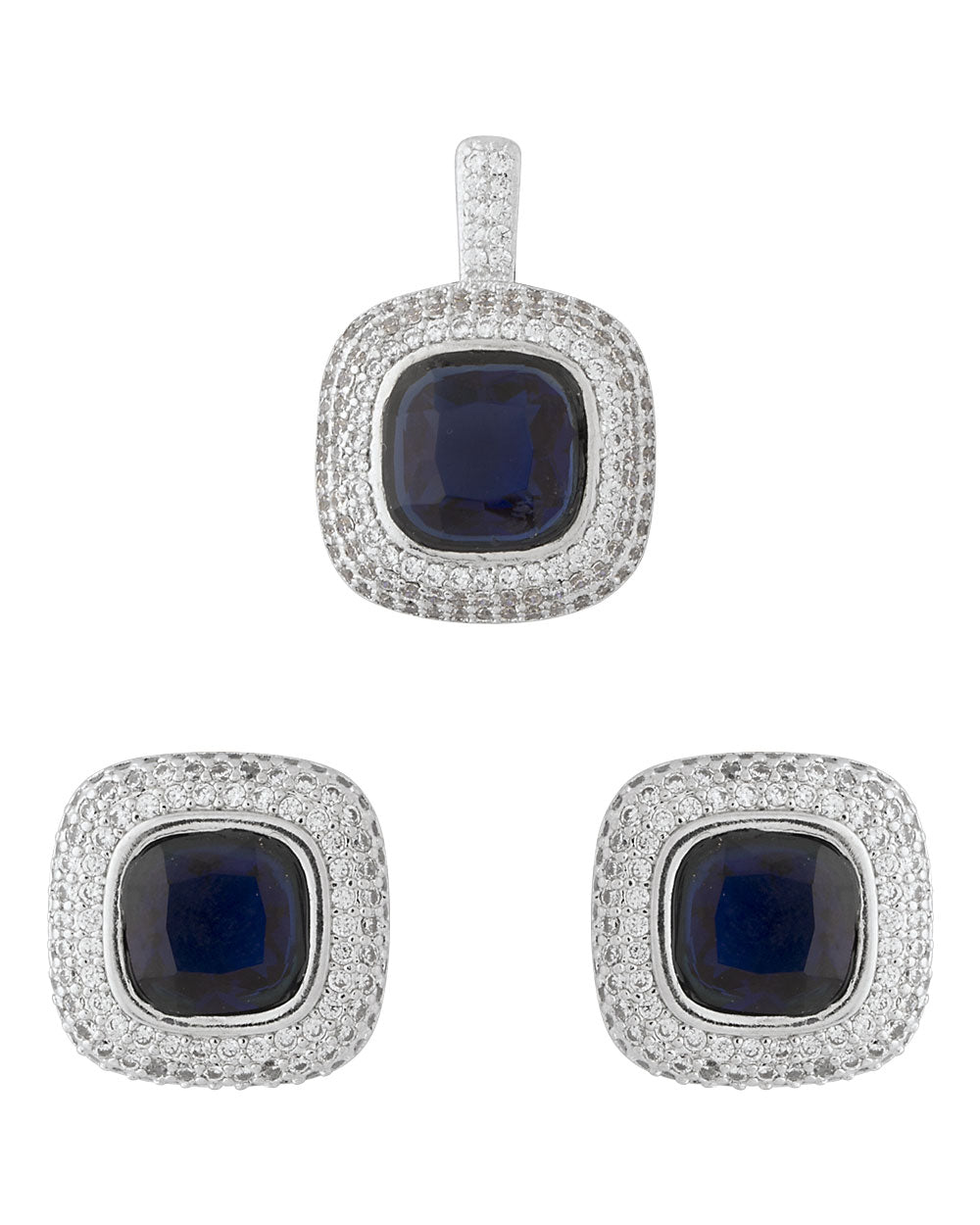 Royal Blue Pendant and Earrings Combo Set