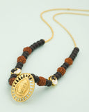 Rudraksha With Black Beaded Chain With Lord Buddha Pendant