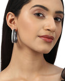 Trendy Hoops Oxidised Silver Blue Earrings