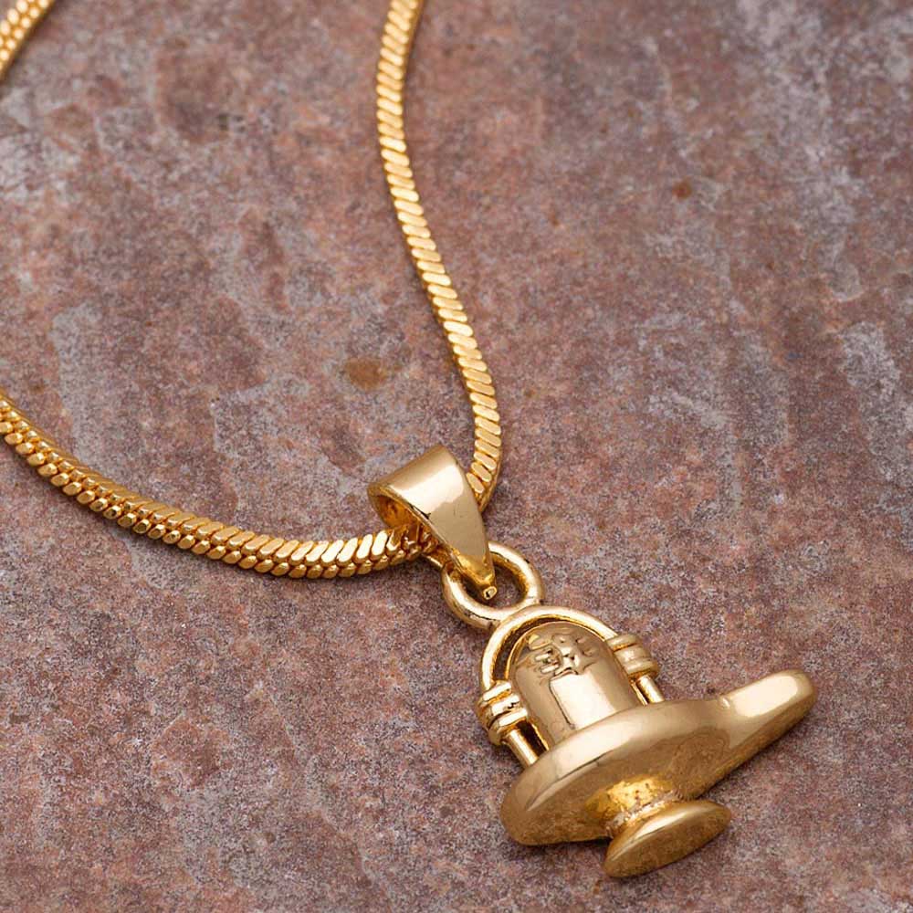 Sleek Gold Plated Shiv Ling Pendant – VOYLLA